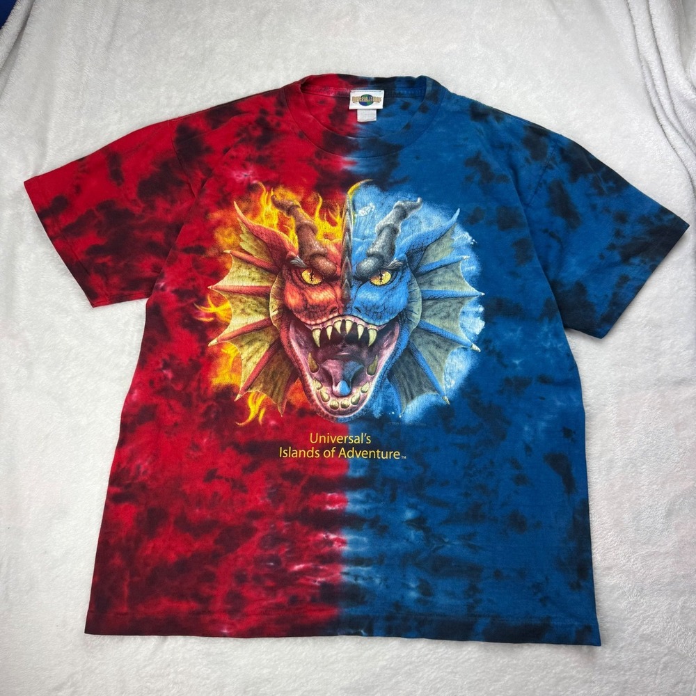 Vintage Universal Studios Islands of Adventure Dueling Dragons Tie Dye Shirt M